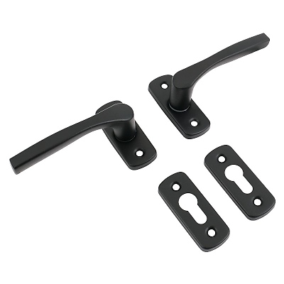 Дръжка за врата + розетки, черно прахово покритие
